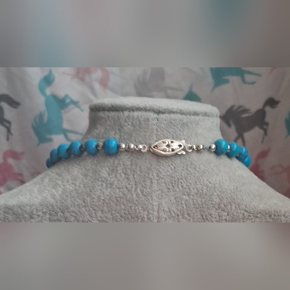 EUC Vintage ROC Sleeping Beauty Turquoise Graduated Bead Boho Necklace - Picture 3 of 7